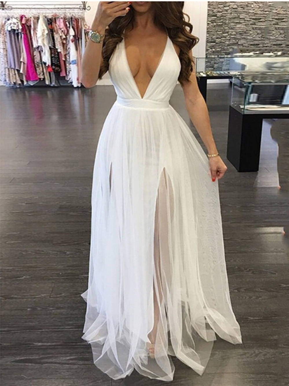 NWOT Luxxel Selena White Tulle Wedding Dress L